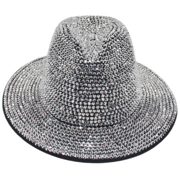Custom Multicolor Women's Bling Rhinestone Felt Fedora Hat