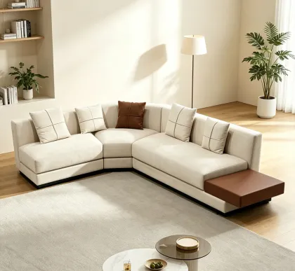 Modern L-Shaped Fabric Sofa Set
