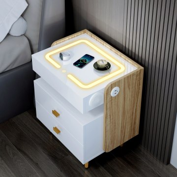 Smart LED Nightstand with Wireless Charging & Speaker