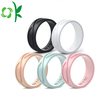 Custom Debossed Logo Silikon Wedding Ring High-end Bands