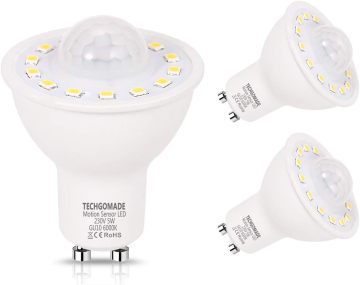 LOHAS 5W PIR Motion Sensor Light Bulb - GU10 LED Spotlight for Hall, Gallery, Cabinet