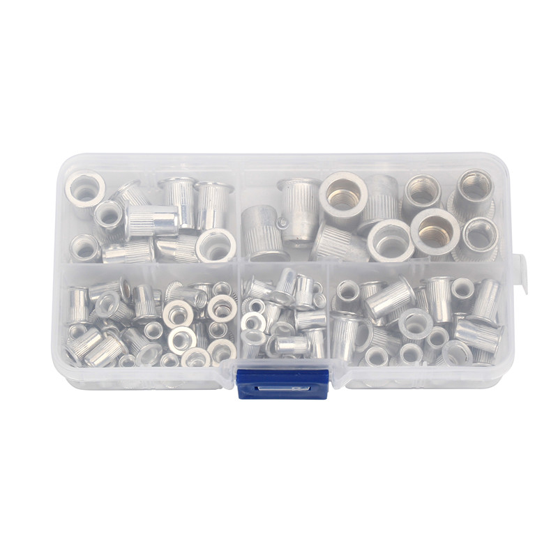 100Pcs Aluminum Flat Head Rivet Nuts Set M3 M4 M5 M6 M8 Rivet Nuts Insert Rivets Mix Size