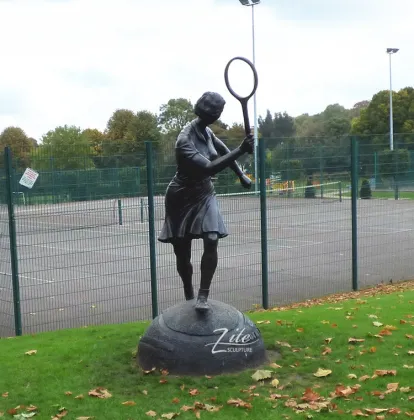 Outdoor Garden Bronze Tennis Player Woman Female Sculpture