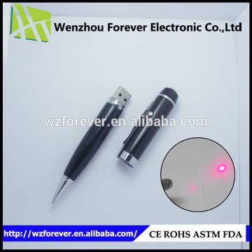 2016 Hot Selling Brass 3 in 1 USB Pen Drive Ballpoint Pen With Free Laser Pointer