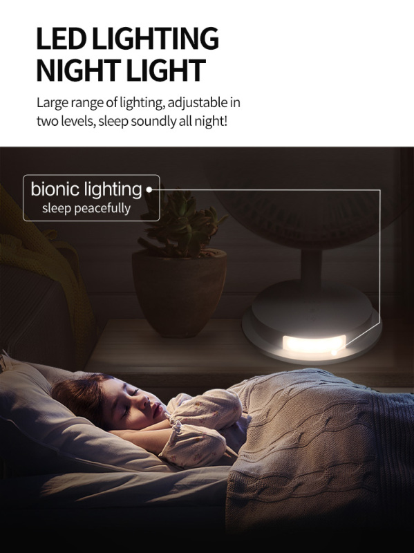 Noiseless Desktop USB Rechargeable Fans With Night Light