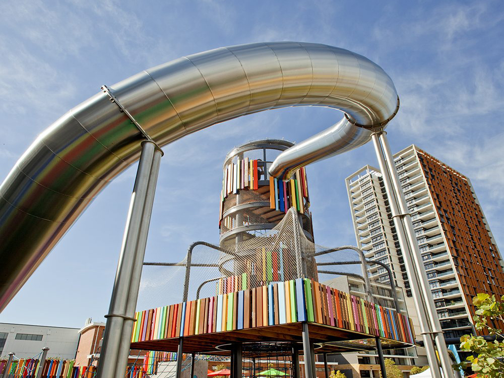 outdoor playground with silde outdoor playground with silde