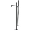 Brushed Gold Standalone Bathroom Tub Faucet With Sprayer