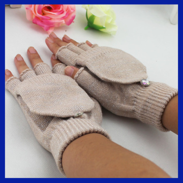 Winter Knitted Thermal Fingerless Mitten Cap Gloves with Flip Top
