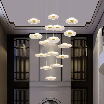 Exquisite Lotus Leaf Duplex Building Pendant Light