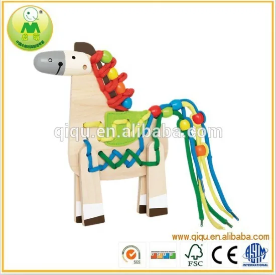 2015 Educational Toys Lacing Pony Wooden Beads Toddler Toys for Children