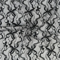 Tecido elegante bordado em malha de renda preta com bowknot