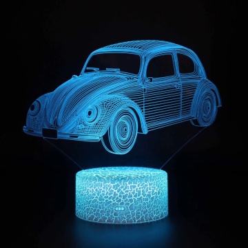 7-Color Flashing Touch Lamp: Acrylic Car-Shaped 3D LED Night Light - A Creative Visual Lamp