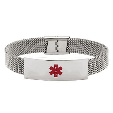 Mesh Bracelet Silver Medical ID, Made of 316L Stainless Steel