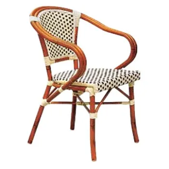 Outdoor rattan chair, aluminium PE wicker weaving in bamboo look frame