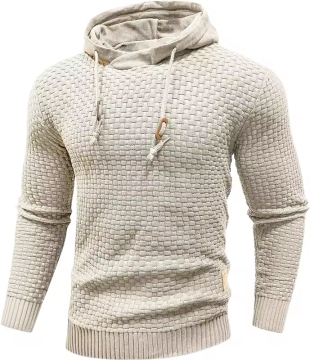 High Quality Custom Men's Hooded Sweatshirt Long Sleeve Knit Pullover Plus Size Washed
