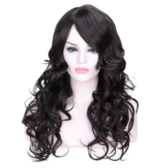 Heat Resistant Synthetic Long Wavy Black Body Wave Cosplay Party Fashion Fiber Hair Wig For Black Women Wigs