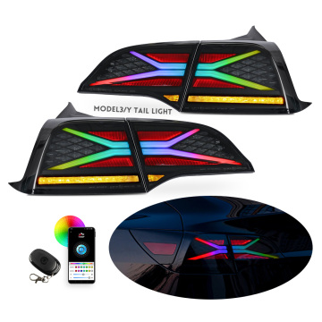 E-mark Approved RGB Turn Signal Tail Light Replacement for Tesla Model Y Model 3