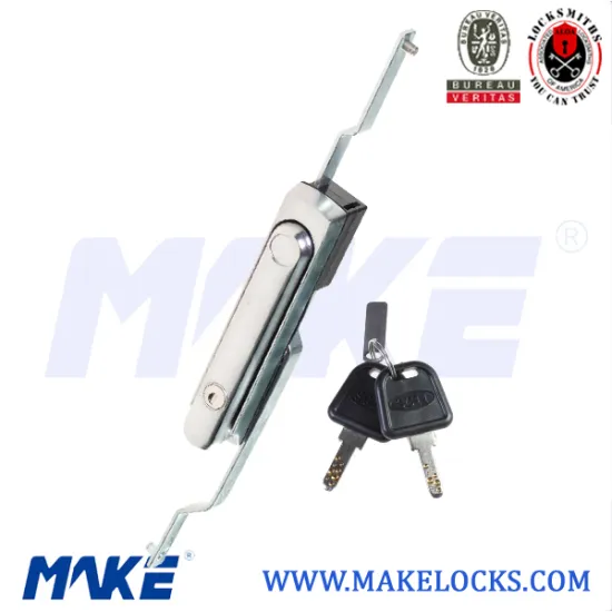 Rod controled panel door lock