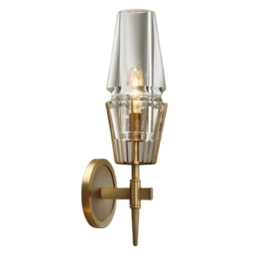 Modern Glass Shade Gold Color Bed Wall Lamp
