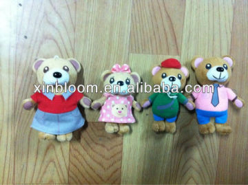 2015 Christmas plush bear family with 4 toys as family, very fashion and comfortable ,suitable for the promotion or selling.