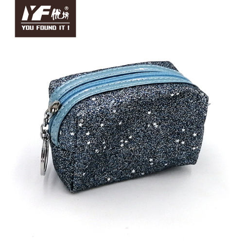 Canvas Coin Bags Glitter PU make up coin purse Factory