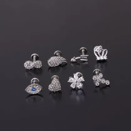 Gold Plated Cubic Zirconia Helix Earrings - Wholesale Custom Statement Targus Cartilage Stud Earrings