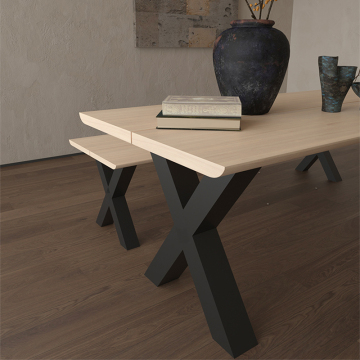 Modern Industrial Steel Frame Furniture: Bench and Dining Table Legs