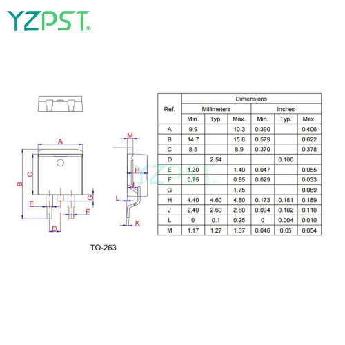 YZPST brand 16A BTA316B-800C TO-263 triac