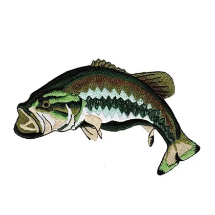 Large Mouth Bass Fish Embroidered Patches