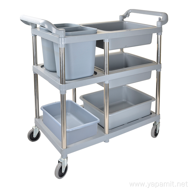 Five Buckets Plastic Collection Cart