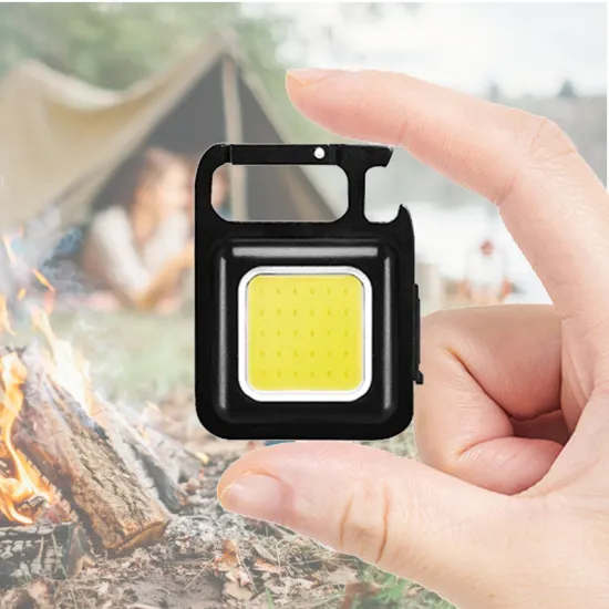 Portable Mini COB LED Torch with 3 Light Modes, Rechargeable and Bracket Included - Ideal for Camping, Work, and Keychain Use