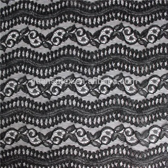 latest style high quality french black cord lace fabric for garment accessories