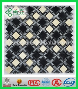 AS016 Elegant marble mixed glass mosaic tile grey