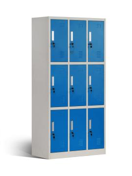 Triple Tier Staff Locker 12 Compartment Blue