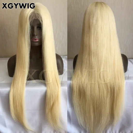 613 Platinum Blonde 30 Inch Full Lace Wig: 100% Virgin Brazilian Human Hair, Extra Long and Silky Straight