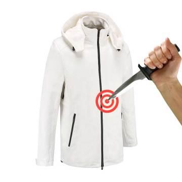 SturdyArmor High Quality White Soft Breathable UHMWPE Proof Work Safety Hooded Zipper T-Shirt Jacket Level 5 Stab Puncture Resistant