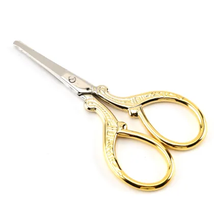 Stainless steel hairdressing scissors eyebrow scissors golden nose hair scissors
