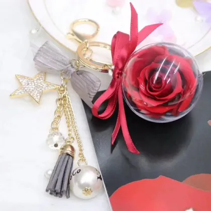 Wholesale Fashionable Everlasting Rose Keychain