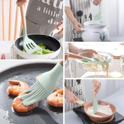 10PC Silicone Tools Spatula Turner Cookie Pastry Scraper