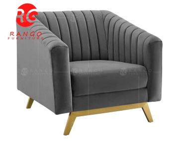 Modern R1 Navy Blue Velvet Sofa Set with Button Tufting
