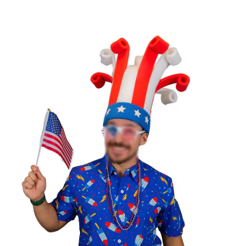 Red White Blue Foam Hats - Patriotic Independence Day Party Promotional Caps