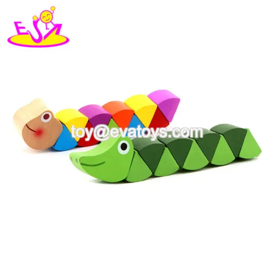 New hottest cartoon colorful wooden caterpillar toy for kids W14I032