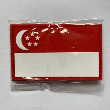 PVC Singapore Flag Patch with Hook & Loop Fastener for Clothing
