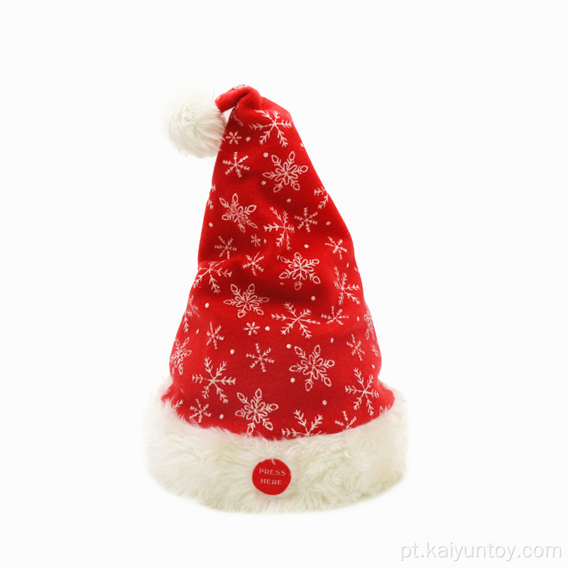 Chapéu de Natal decorado com flocos de neve