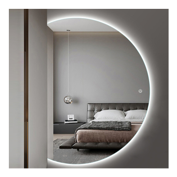 Smart Touch Screen LED Wall-Mounted Half Moon Bathroom Mirror