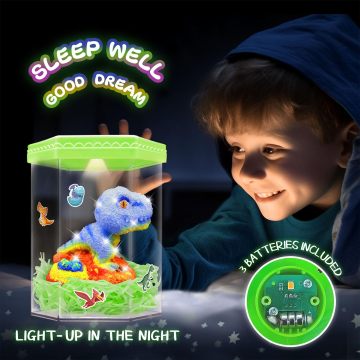 DIY Crystal Planting Luminous Dinosaur Glass Container with Painting Assembly: A Unique Children's Science Toy Set