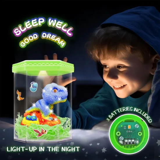 DIY Crystal Planting Luminous Dinosaur Glass Container with Painting Assembly: A Unique Children's Science Toy Set