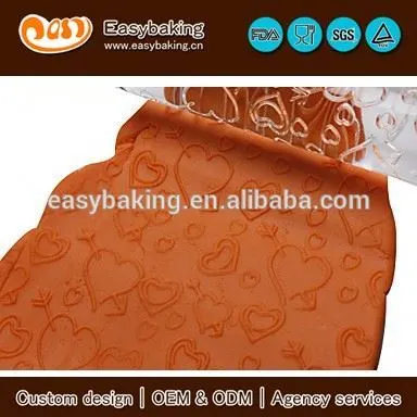 Eco-friendly sweet heart fondant cake decorating impression acrylic rolling pins