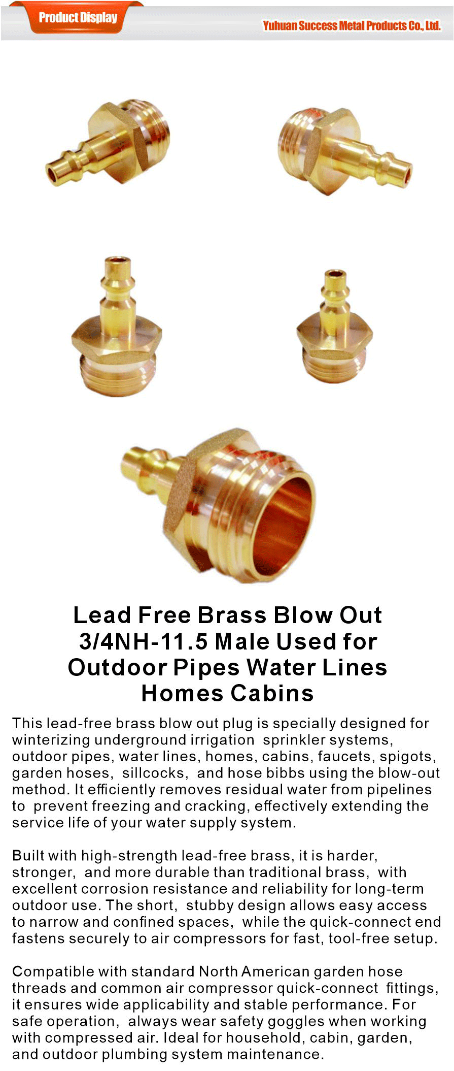 Lead Free Brass Fittings for Water Lines