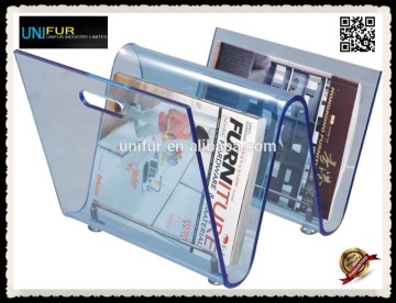 Modern designer transparent acrylic magazine rack with many different colors